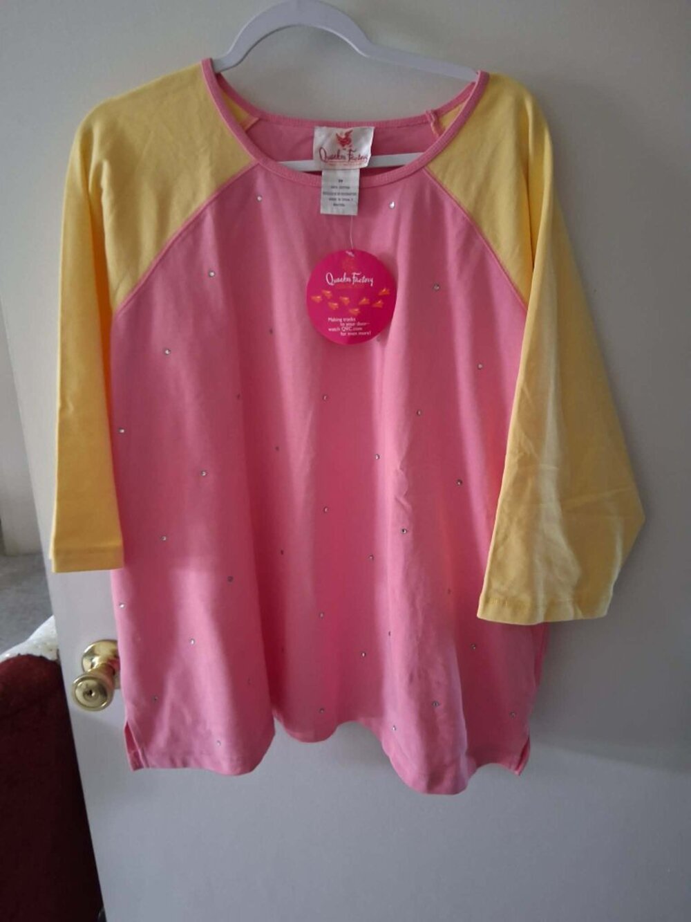 Woman's Quacker Factory top Pink and yellow NWT 2X